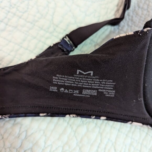 Maidenform Flower Navy/Black Bra 34DD - Picture 9 of 9